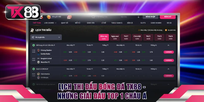 Lịch Thi Đấu Bóng Đá TX88 - Những Giải Đấu Top 1 Châu Á 5 Lịch thi đấu bóng đá TX88