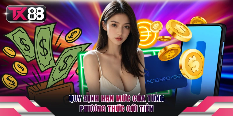 Hướng Dẫn Nạp Tiền TX88 Qua 3 Bước Và Quy Định Hạn Mức 1 Quy định hạn mức của từng phương thức gửi tiền
