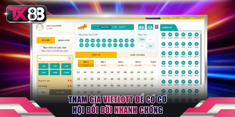 Xổ Số TX88 - Sảnh Cược Minh Bạch, Chốt Số Tốt Giờ Vàng 3 Tham gia cá cược Vietlott để có cơ hội đổi đời nhanh chóng